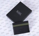 Mens Leather Card Holder in 'Black/Green' with Giftbox.