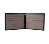 Mens Leather Wallet from Rydal in 'Black/Grey' showing interior.