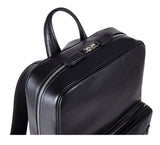 The Henley Mens Leather Backpack from Rydal in 'Black' showing double zip.