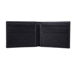 Mens Leather Wallet from Rydal in 'Black' showing interior.