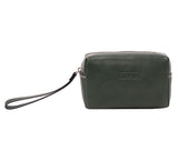 Leather Wrist Bag from Rydal in 'Green' showing front.