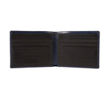 Mens Leather Wallet from Rydal in 'Royal Blue/Black' showing interior.