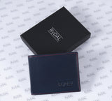 Mens Leather Wallet from Rydal in 'Royal Blue/Red' with Giftbox.