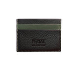 Mens Leather Card Holder in 'Black/Green'.