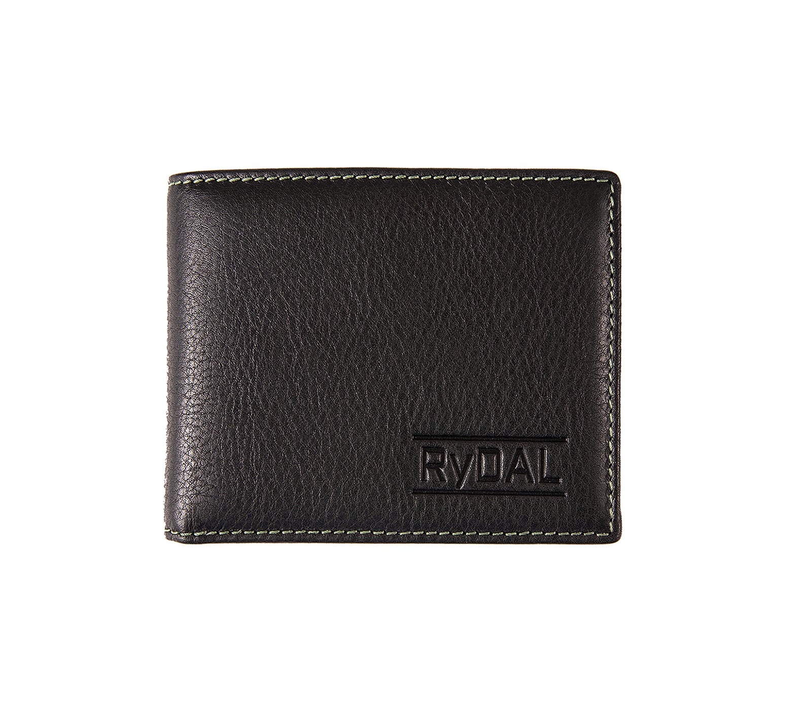 Mens Leather Wallet with Coin Pocket from Rydal in 'Black/Green'.