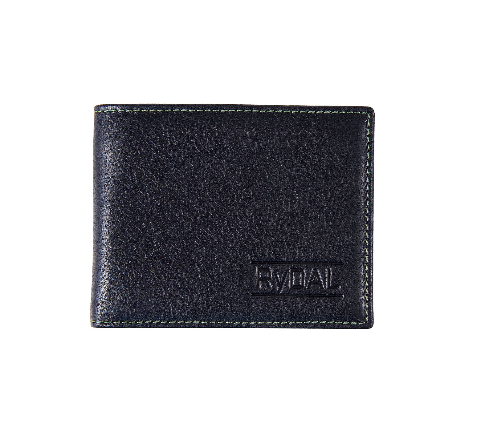 Men Leather Wallet from Rydal in 'Black/Green'.