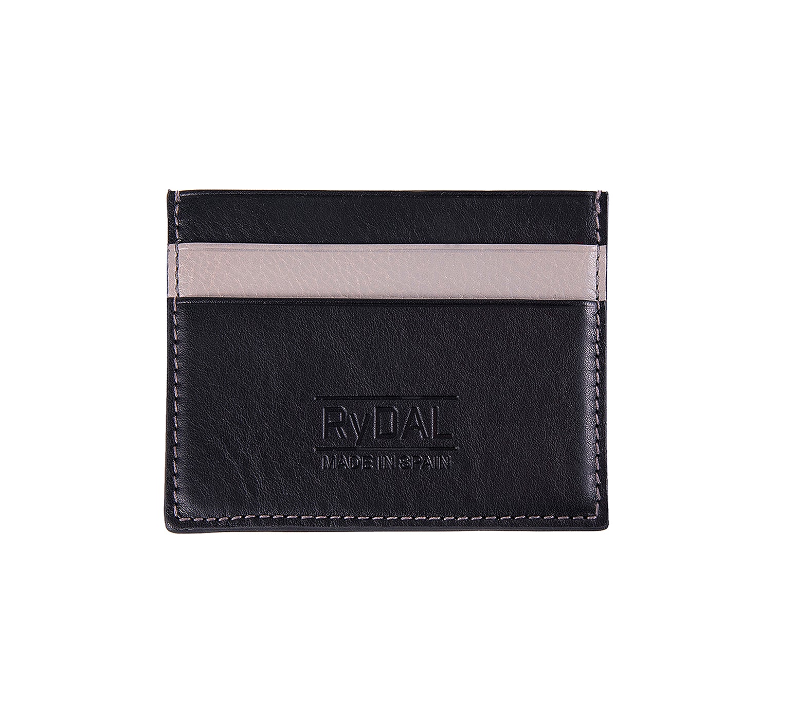 Mens Leather Card Holder in 'Black/Grey'.