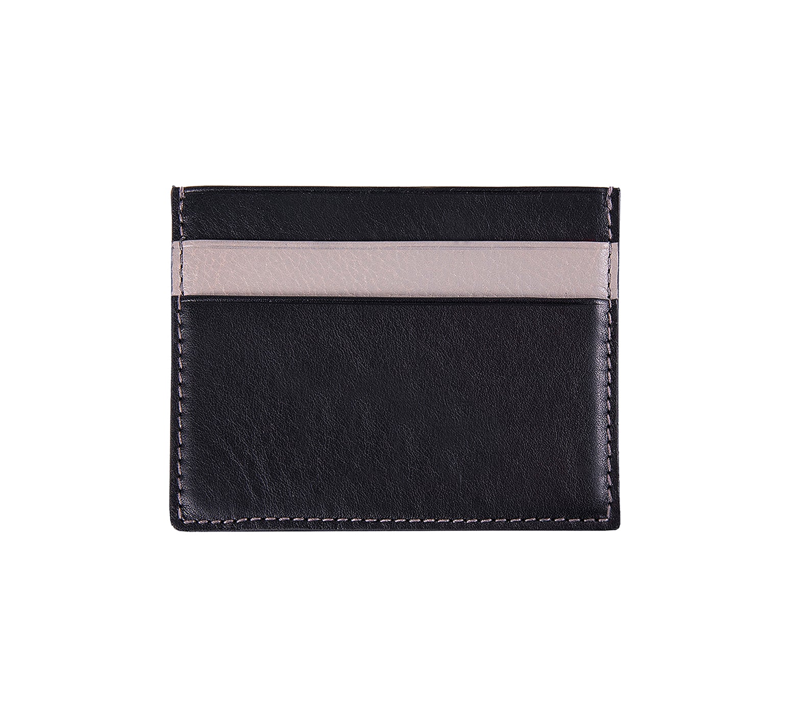 Mens Leather Card Holder in 'Black/Grey' showing reverse side.