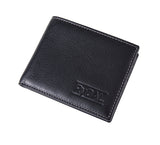 Mens Leather Wallet from Rydal in 'Black/Grey' showing wallet closed.