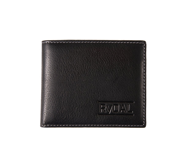 Mens Leather Wallet with Coin Pocket from Rydal in 'Black/Grey'.
