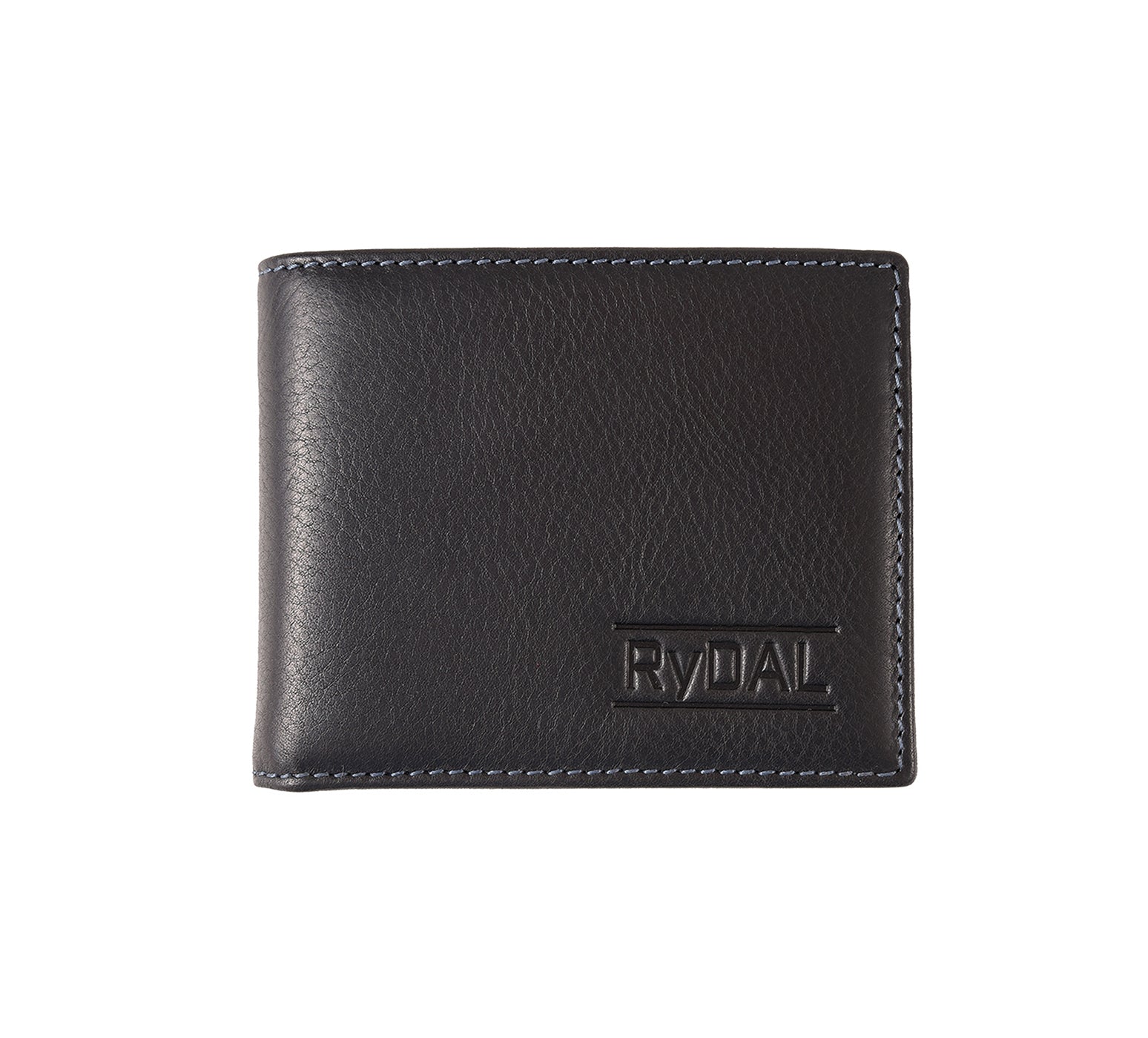Mens Leather Wallet with Coin Pocket from Rydal in 'Black/Royal Blue'.