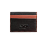 Mens Leather Card Holder in 'Black/Rust'.