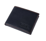 Mens Leather Wallet from Rydal in 'Black/Rust' showing wallet closed.