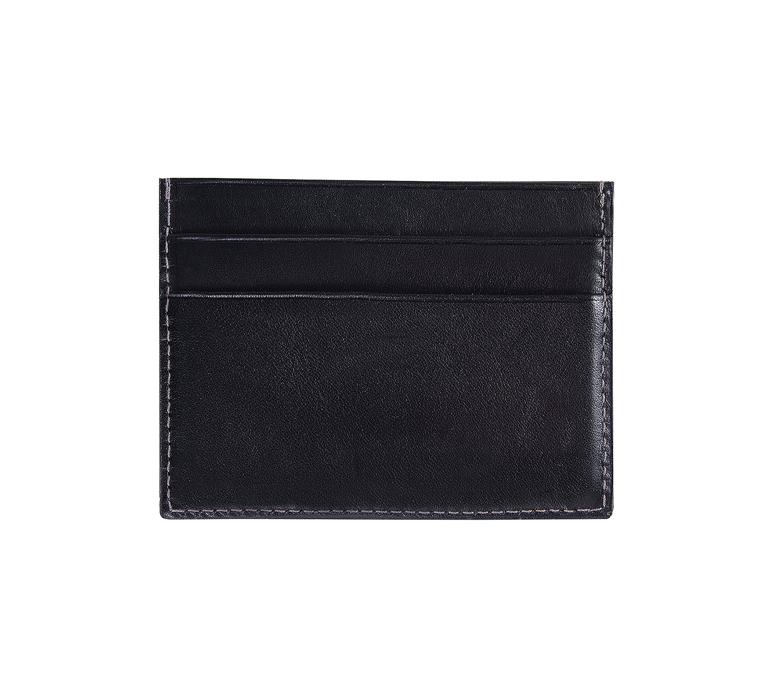 Mens Leather Card Holder in 'Black' showing reverse side.