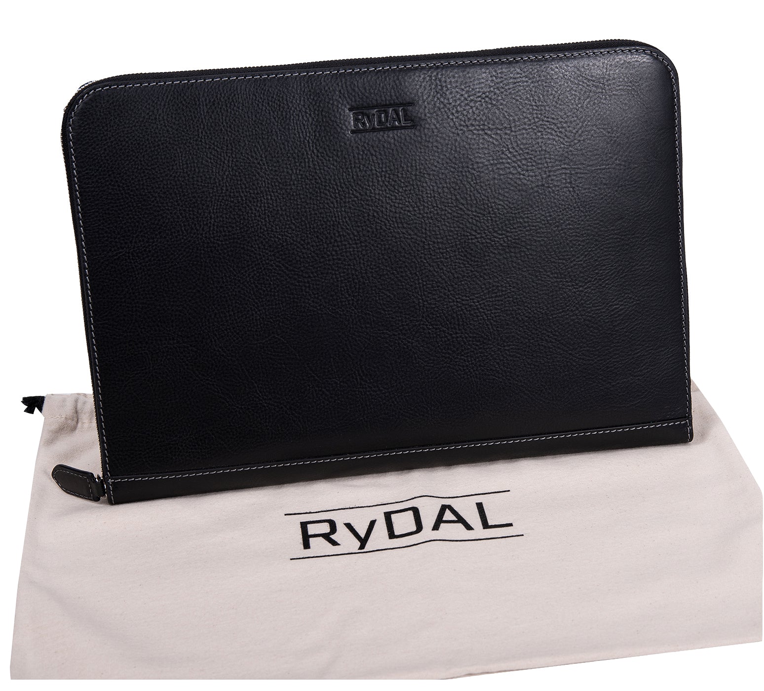 Albany Leather Document Holder from Rydal in 'Black' with cotton bag.