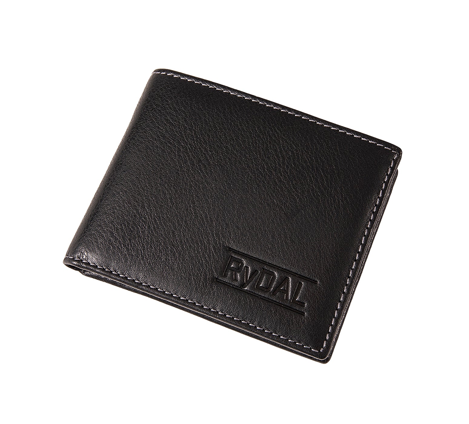 Mens Leather Wallet with Coin Pocket from Rydal in 'Black' showing wallet closed.