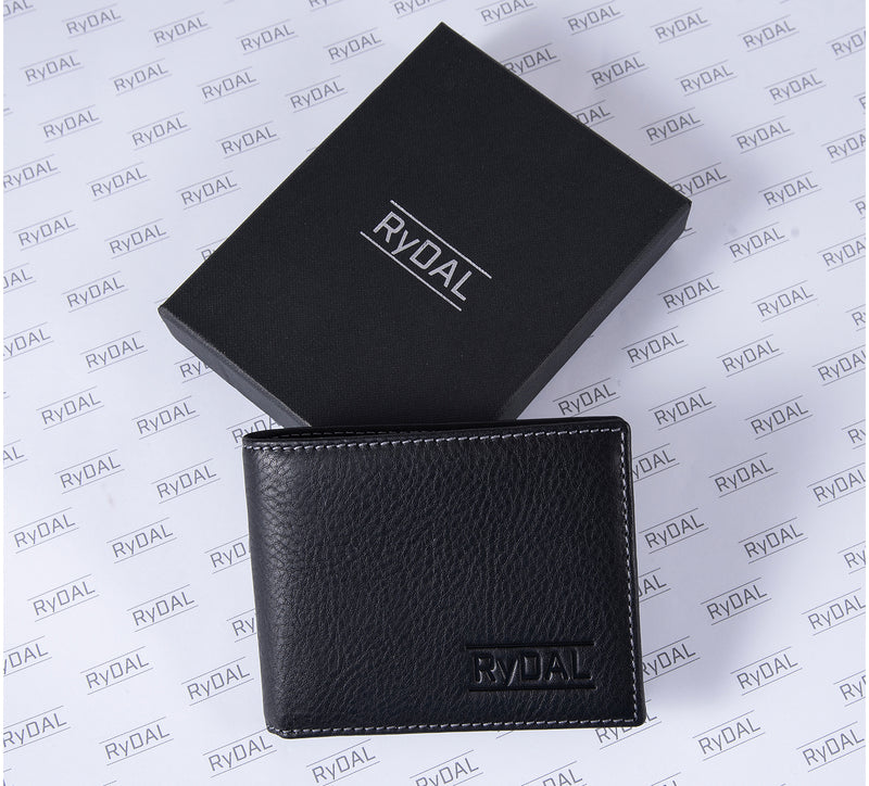 Mens Leather Wallet from Rydal in 'Black' with Giftbox.