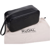 Mens Leather Wash Bag from Rydal in 'Black' with cotton bag.