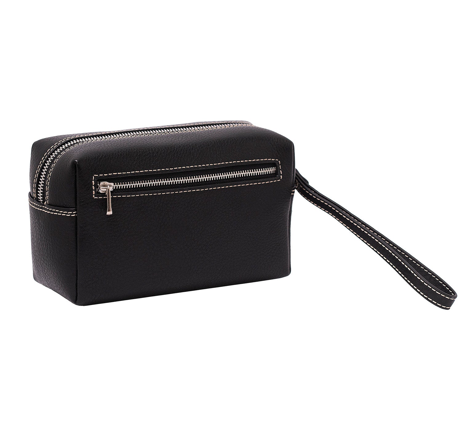 Leather Wrist Bag from Rydal in 'Black' showing reverse.