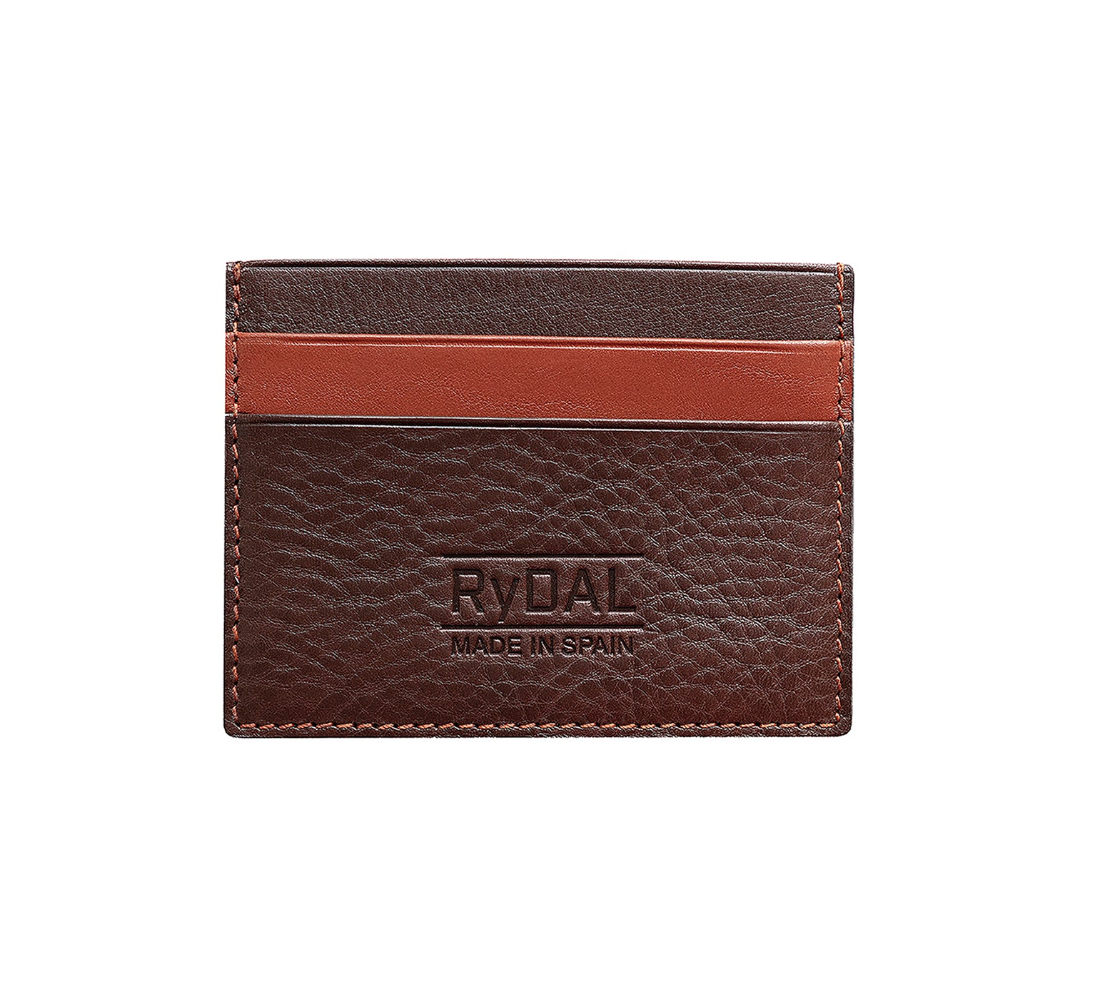 Mens Leather Card Holder in 'Dark Brown/Rust'.