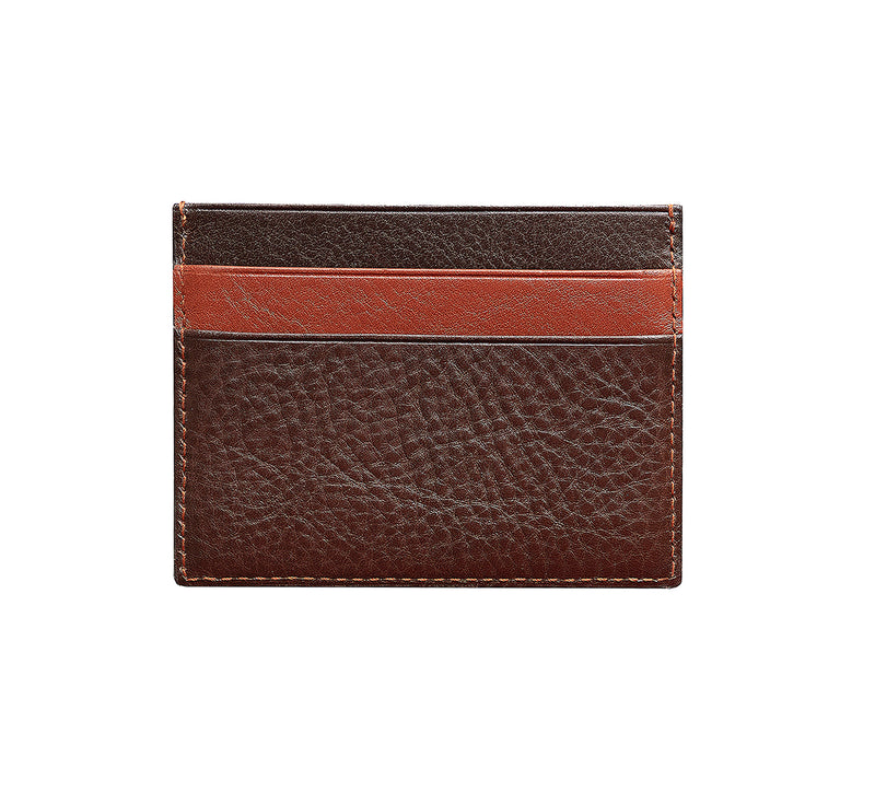 Mens Leather Card Holder in 'Dark Brown/Rust' showing reverse side.