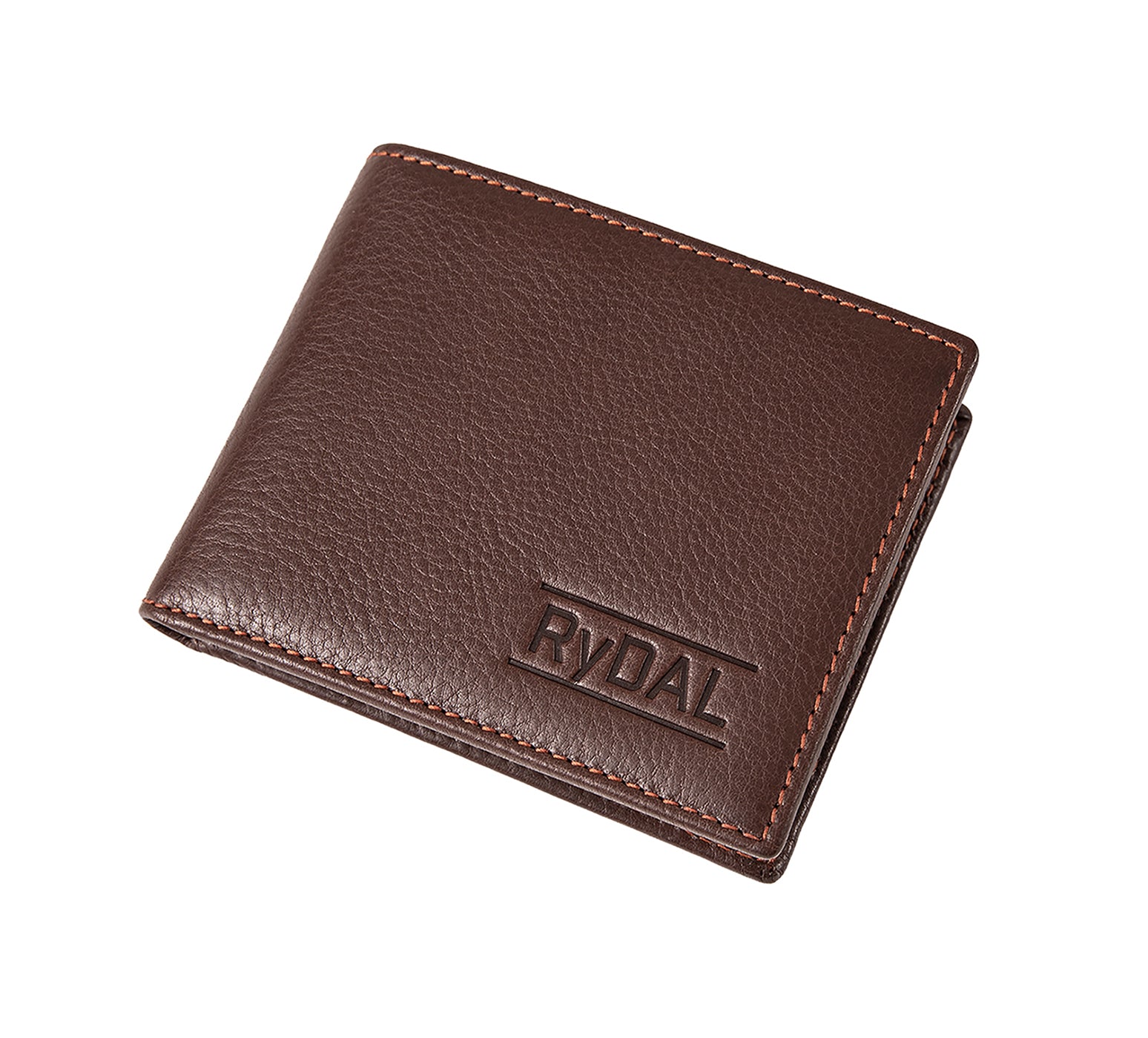 Mens Leather Wallet from Rydal in 'Dark Brown/Rust' showing wallet closed.