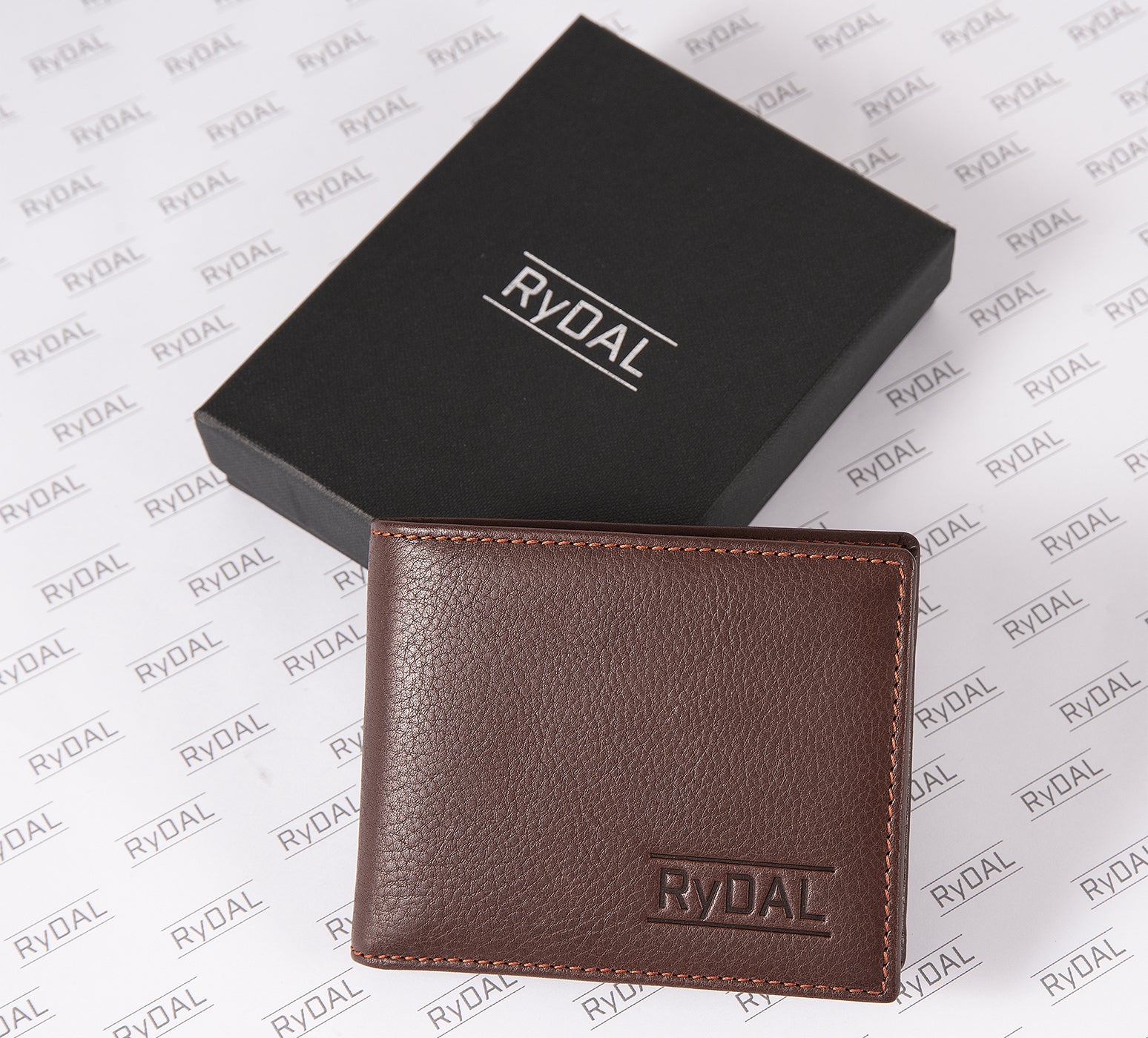 Mens Leather Wallet with Coin Pocket from Rydal in 'Dark Brown/Rust' with Giftbox.