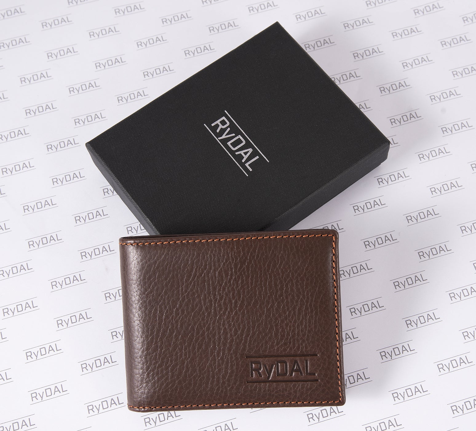 Mens Leather Wallet from Rydal in 'Dark Brown/Rust' with Giftbox.
