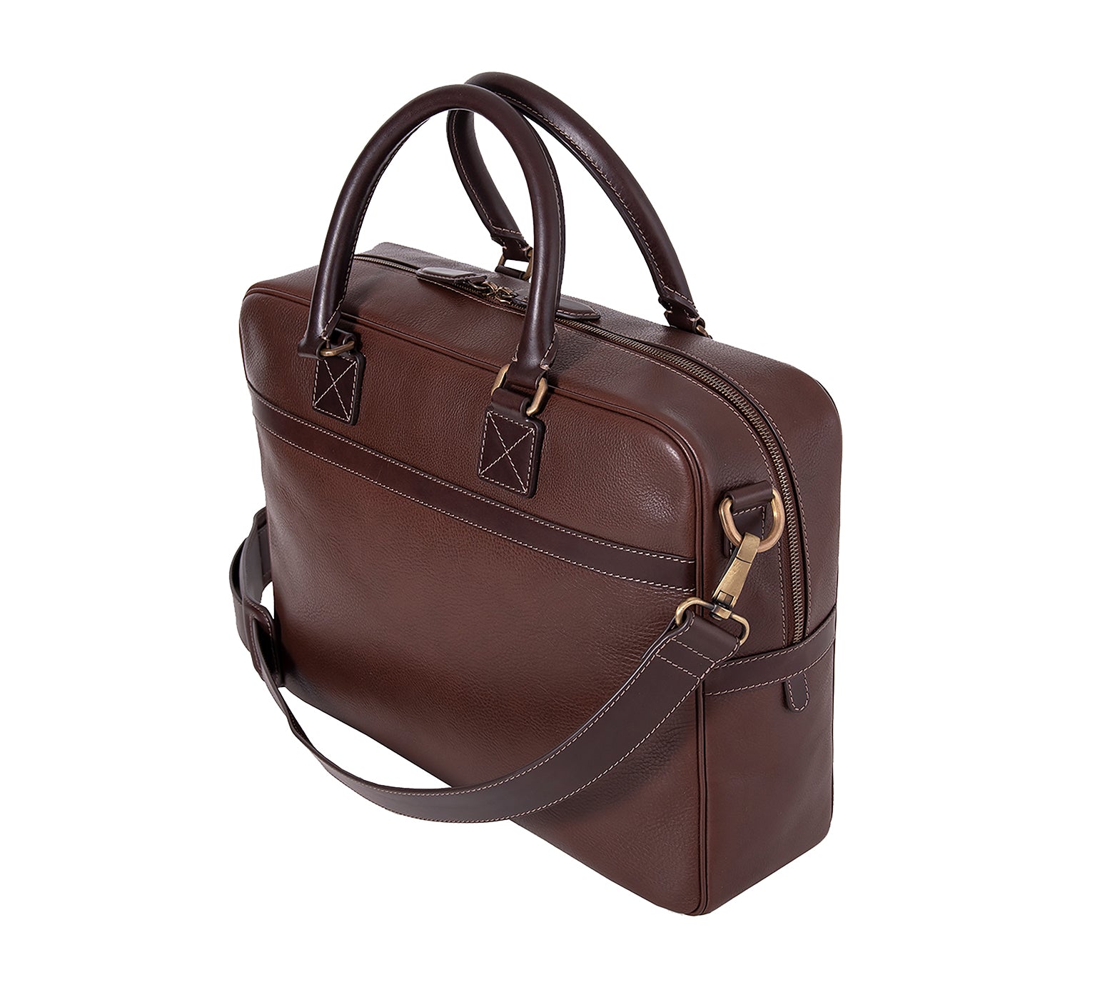 The Lexington Mens Leather Briefcase from Rydal in 'Dark Brown' showing rear.