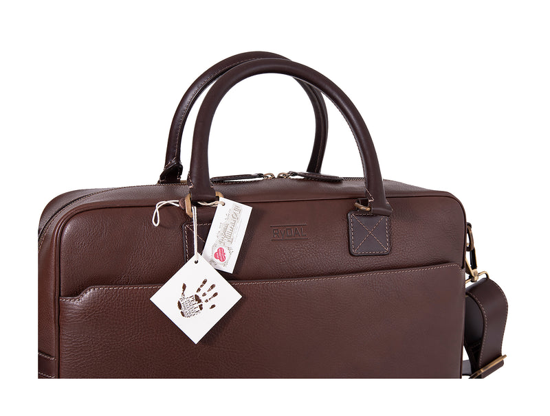 The Lexington Mens Leather Briefcase from Rydal in 'Dark Brown' with Guarantee Tags.