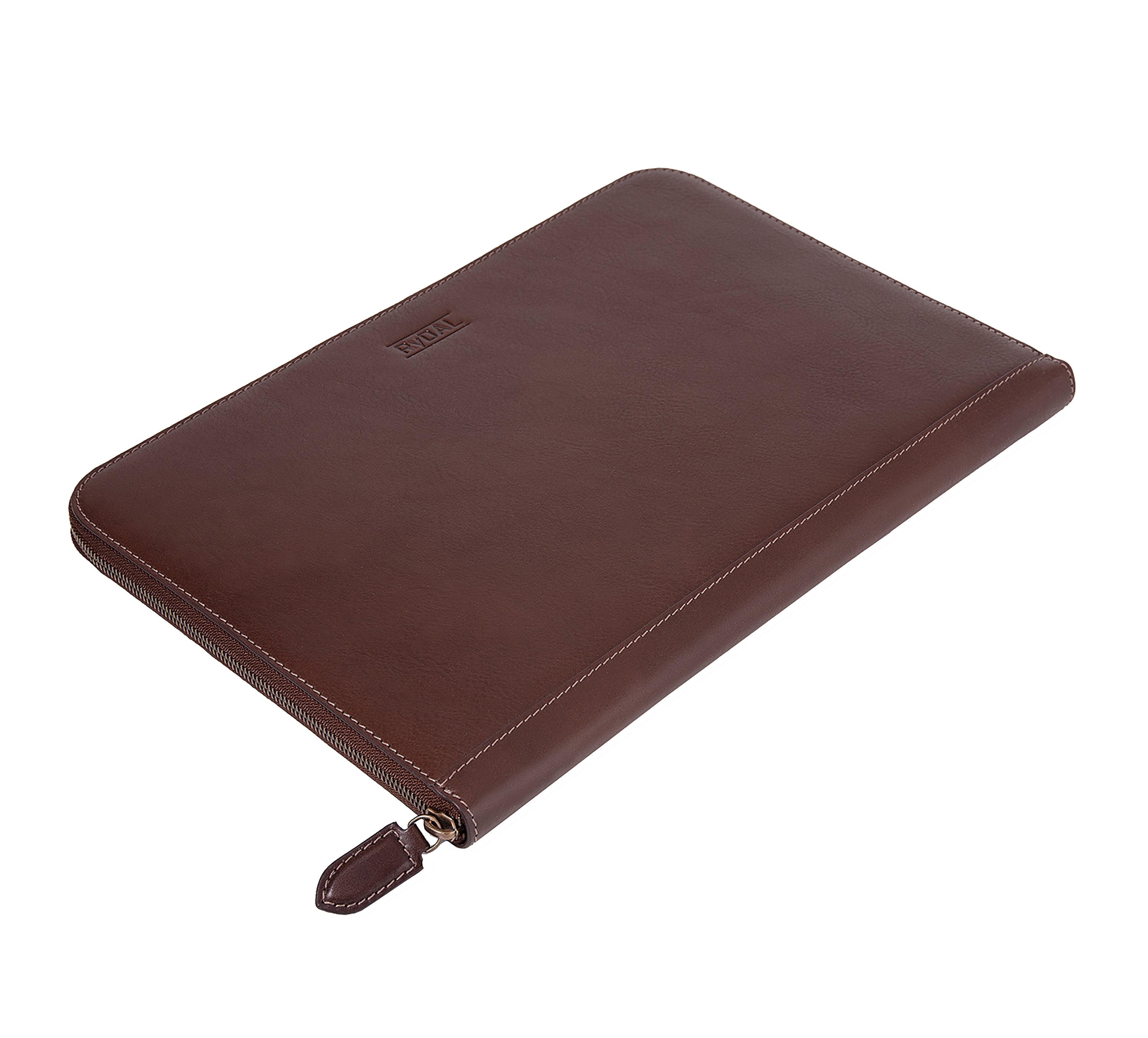 Albany Leather Document Holder from Rydal in 'Dark Brown' lying flat. 