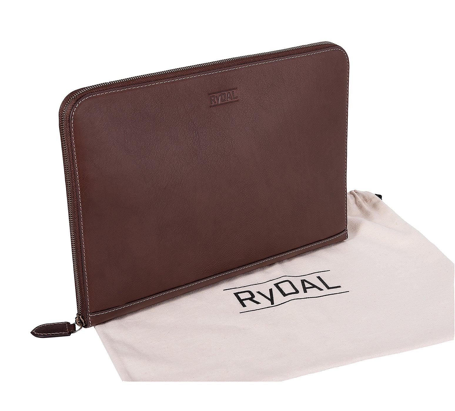 Albany Leather Document Holder from Rydal in 'Dark Brown' with cotton bag.