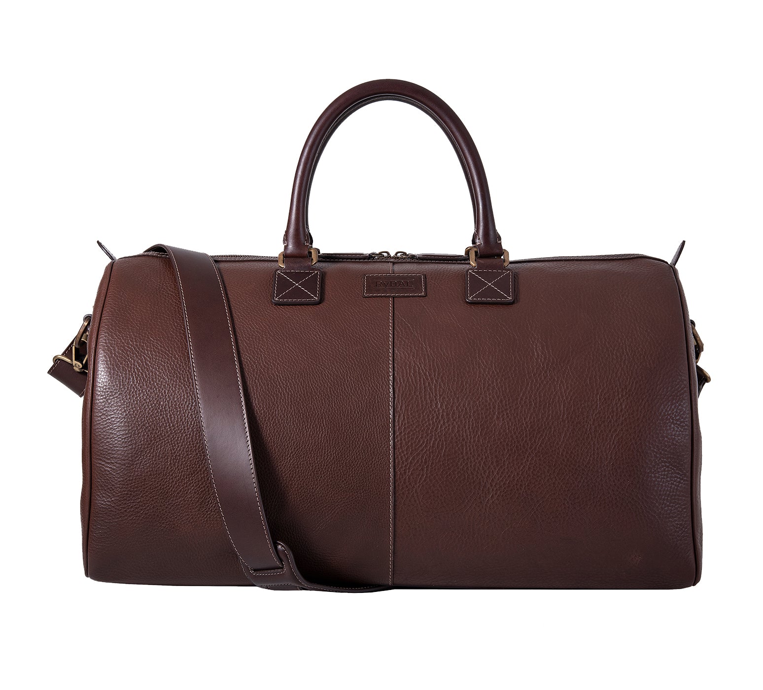 The Portland Mens Leather Travel Bag from Rydal in 'Dark Brown'.
