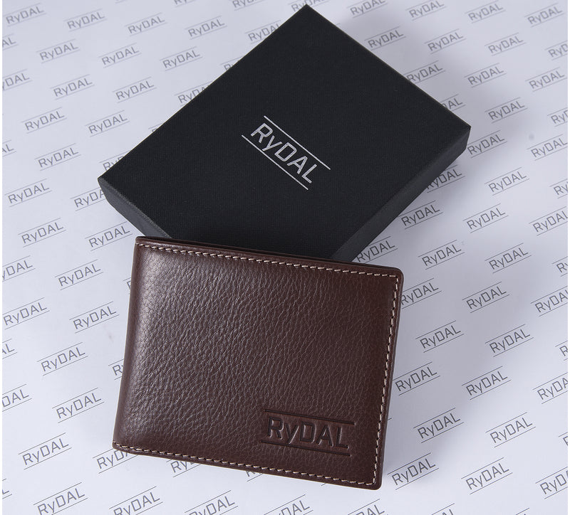 Mens Leather Wallet from Rydal in 'Dark Brown' with Giftbox.