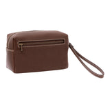 Leather Wrist Bag from Rydal in 'Dark Brown' showing reverse.