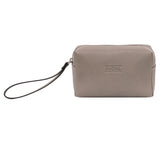 Leather Wrist Bag from Rydal in 'Grey' showing front. 