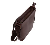 The Lucca Mens Leather Shoulder Bag from Rydal in 'Dark Brown' from above.