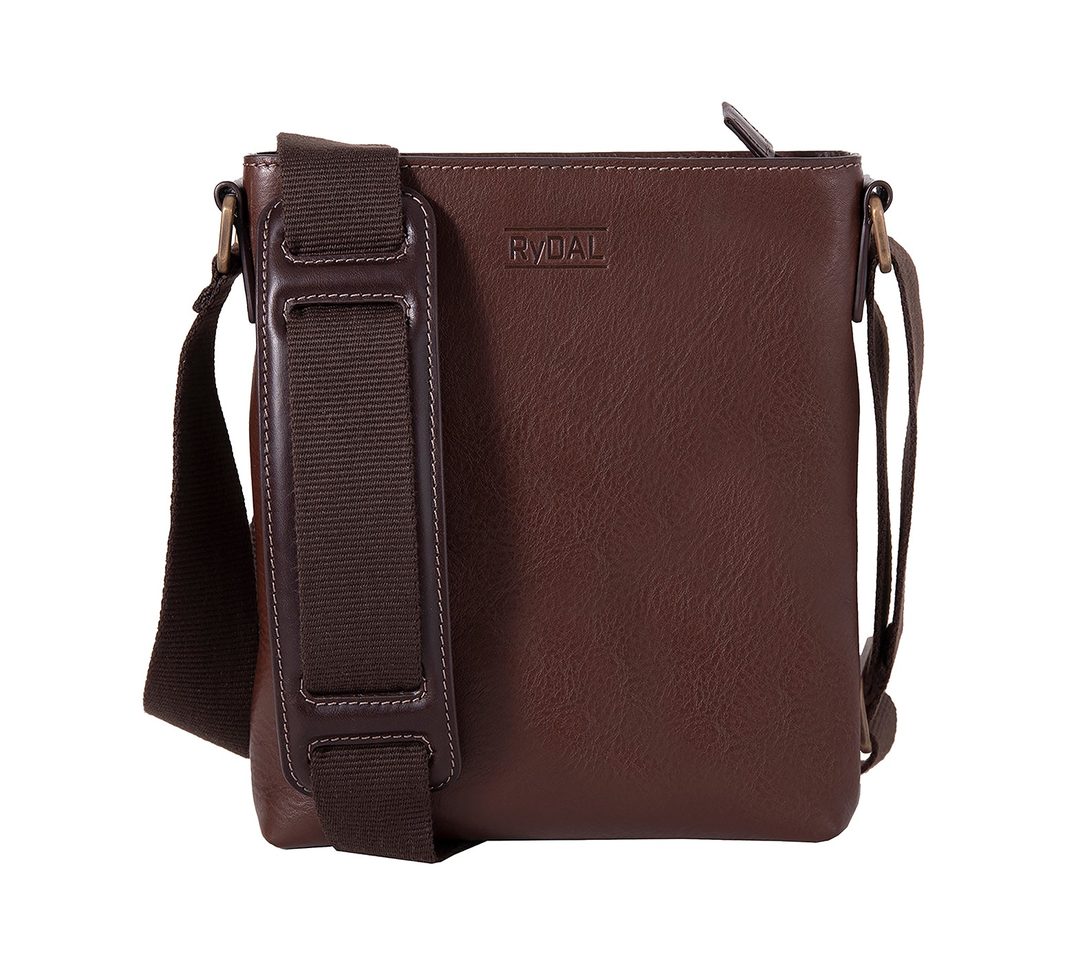 The Lucca Mens Leather Shoulder Bag from Rydal in 'Dark Brown'.