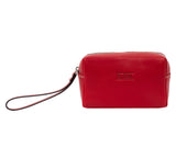 Leather Wrist Bag from Rydal in 'Red' showing front. 