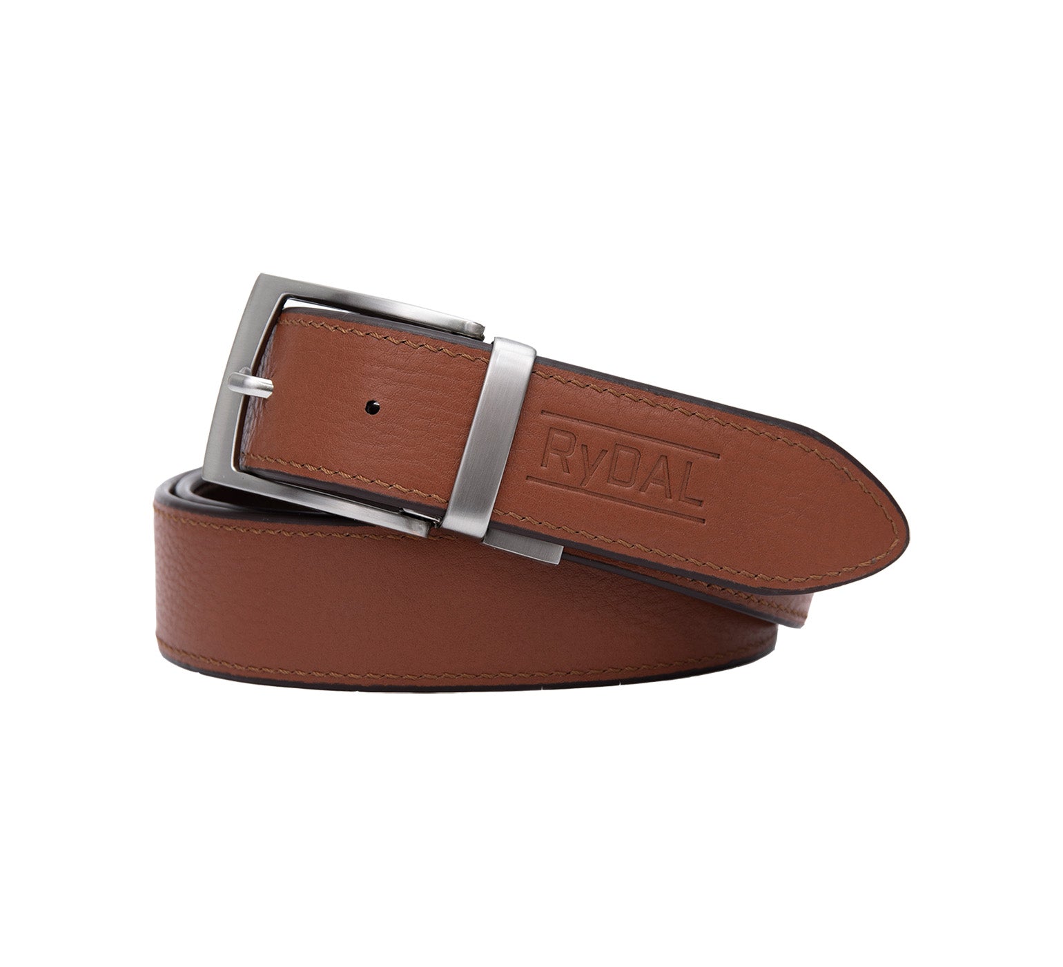 Firenze Mens Reversible Leather Belt from Rydal in 'Dark Brown/Rust' showing rust.
