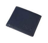 Mens Leather Wallet from Rydal in 'Royal Blue/Black' showing wallet closed.
