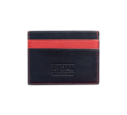 Mens Leather Card Holder in 'Royal Blue/Red'.