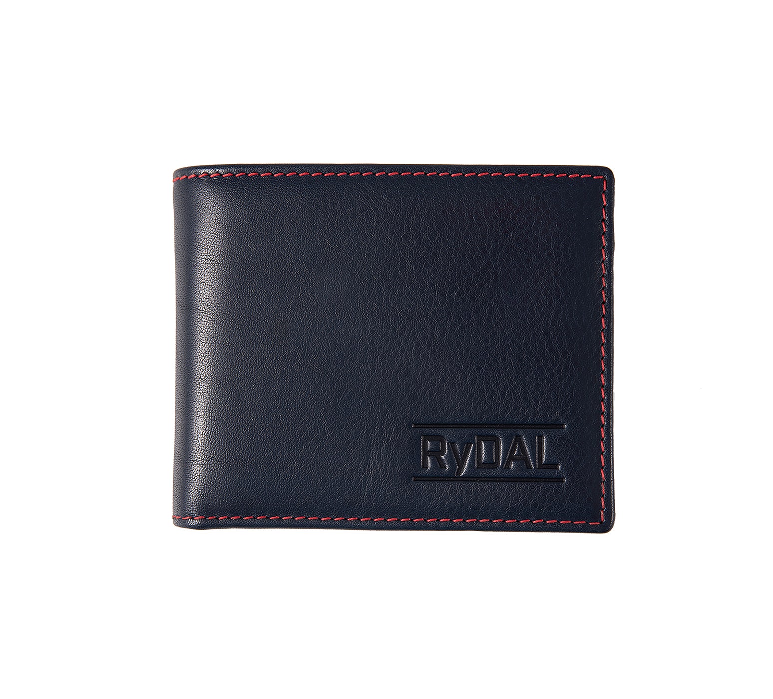 Mens Leather Wallet with Coin Pocket from Rydal in 'Royal Blue/Red'.