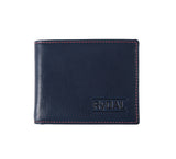 Mens Leather Wallet from Rydal in 'Royal Blue/Red'.